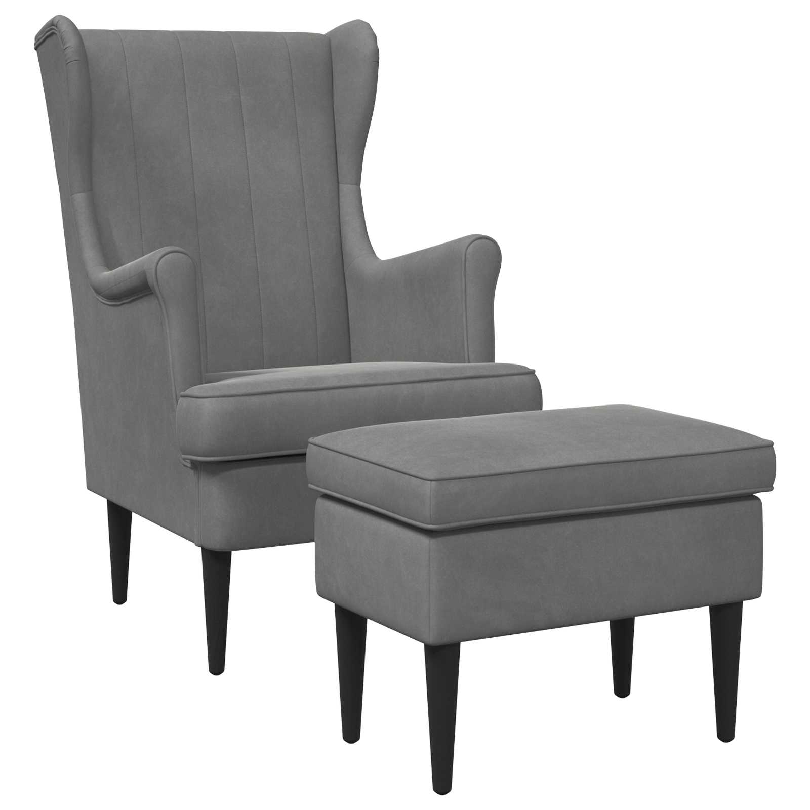 vidaXL Fauteuil met Voetenbank 2 st Lichtgrijs Fluweel