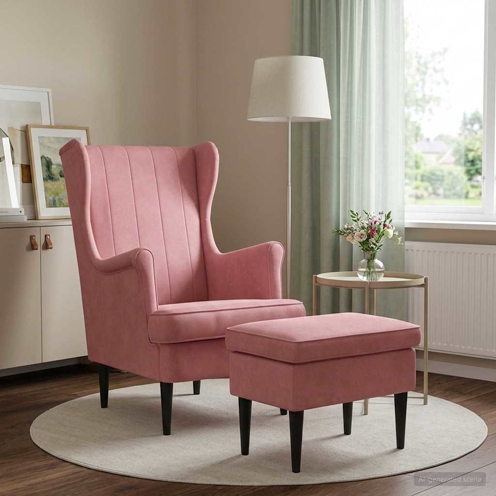 vidaXL Fauteuil met Voetenbank 2 st Lichtgrijs Fluweel