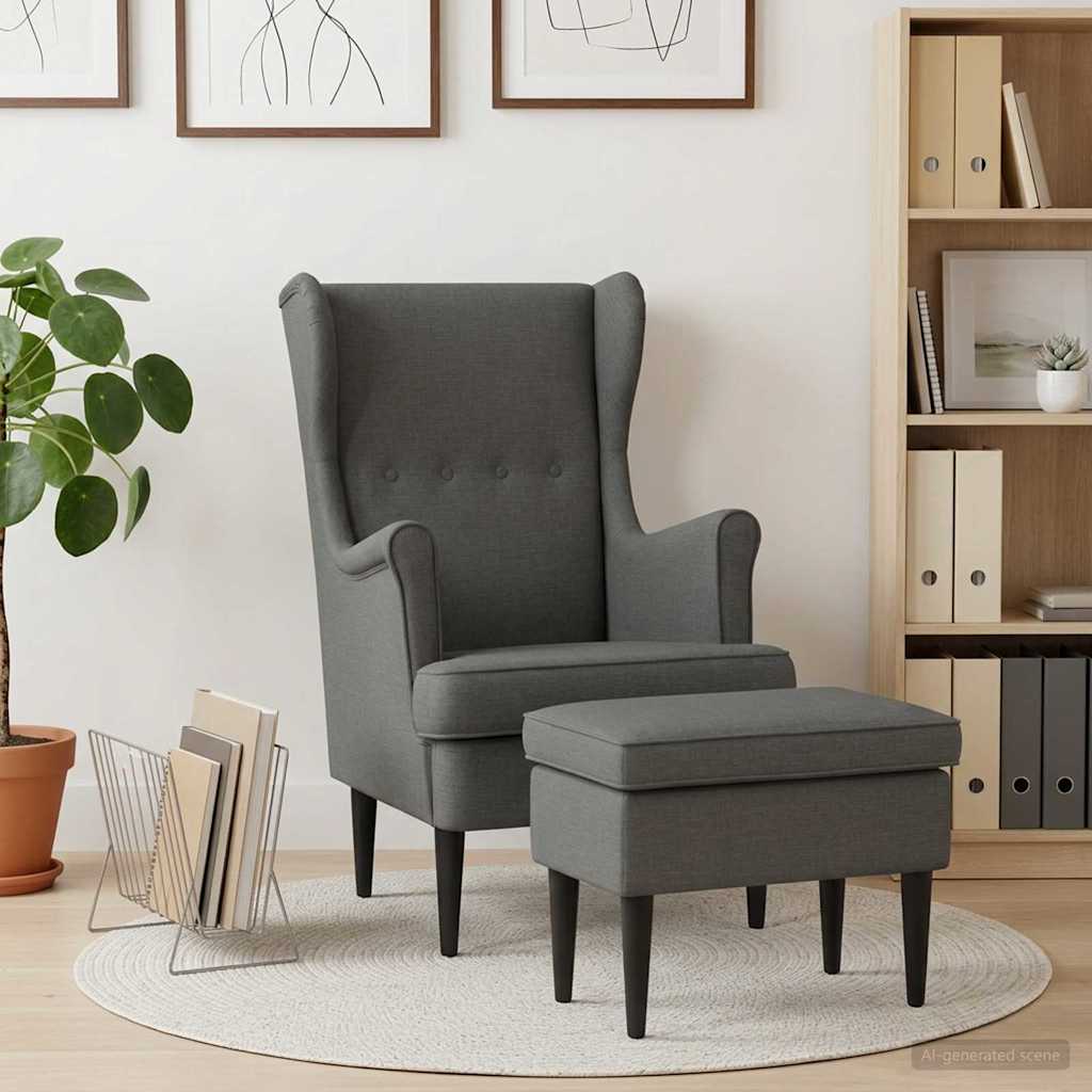 vidaXL Fauteuil met Voetenbank 2 st Lichtgrijs Stof