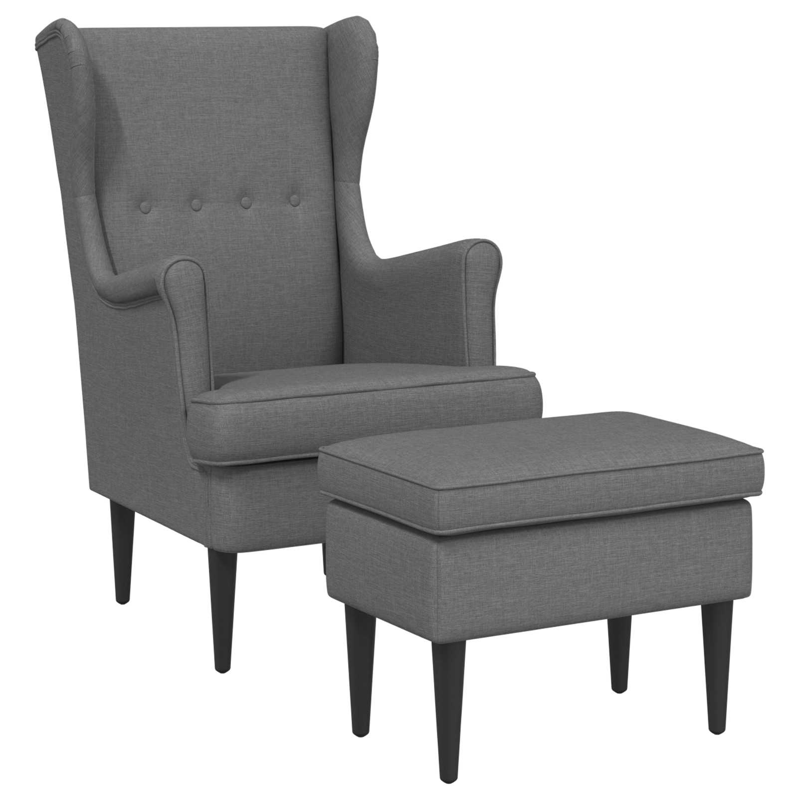 vidaXL Fauteuil met Voetenbank 2 st Lichtgrijs Stof