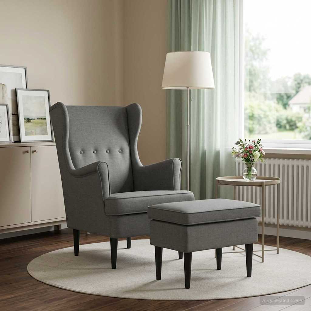 vidaXL Fauteuil met Voetenbank 2 st Lichtgrijs Stof