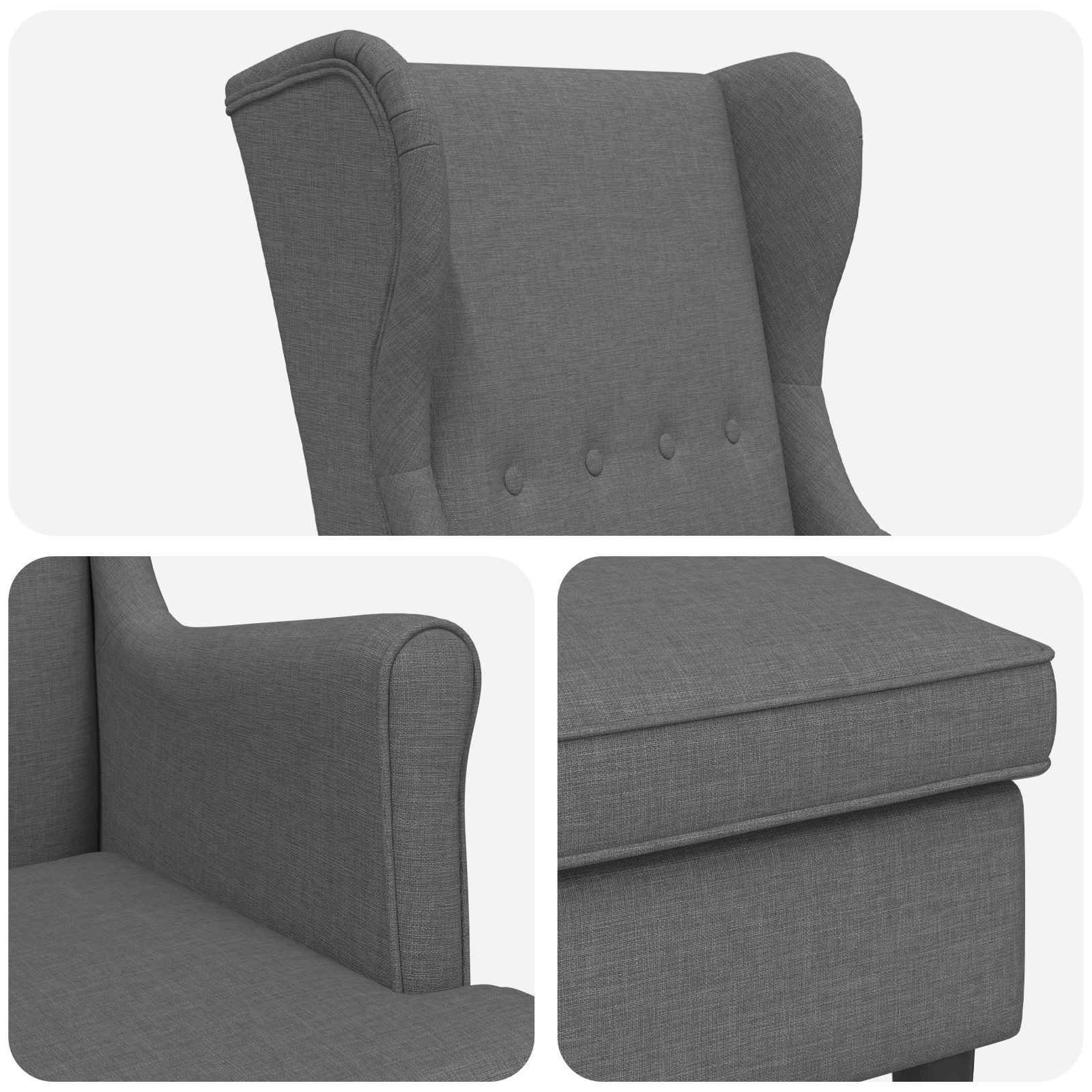 vidaXL Fauteuil met Voetenbank 2 st Lichtgrijs Stof