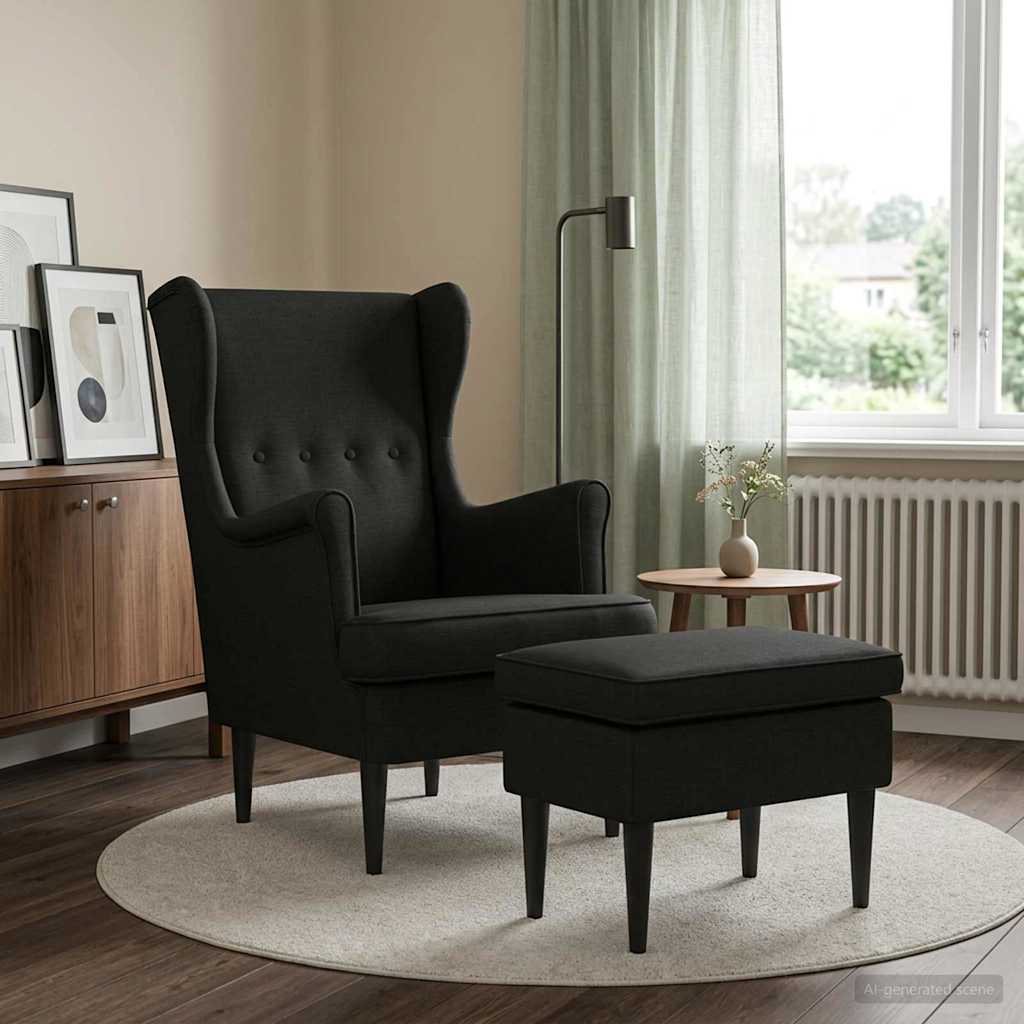 vidaXL Fauteuil met Voetenbank 2 st Lichtgrijs Stof