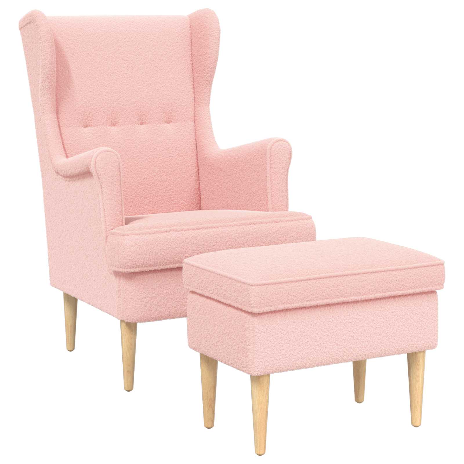 vidaXL Fauteuil met Voetenbank 2 st Crèmekleurig Bouclé