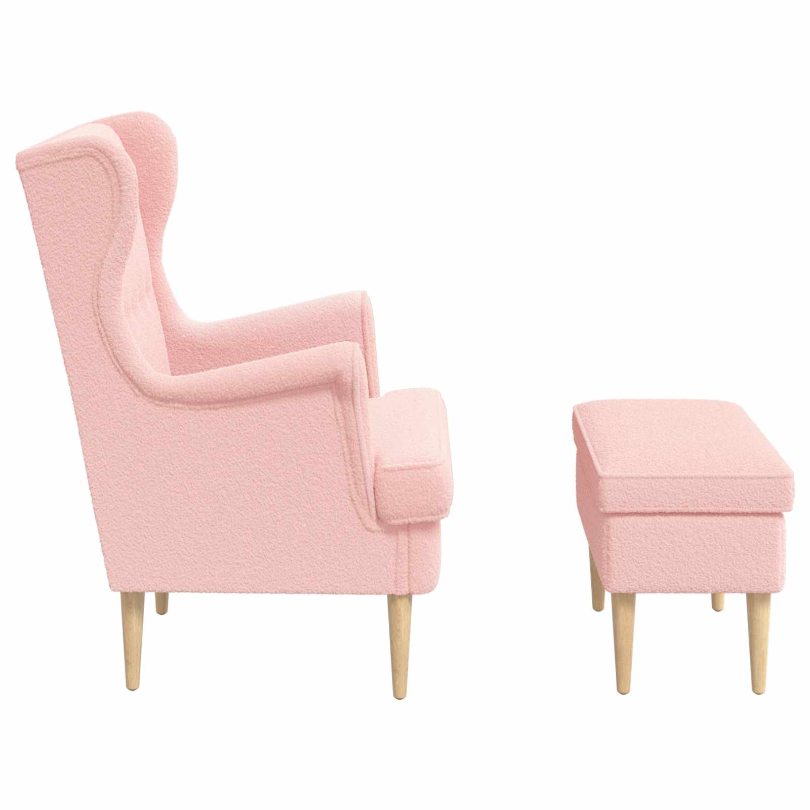 vidaXL Fauteuil met Voetenbank 2 st Crèmekleurig Bouclé