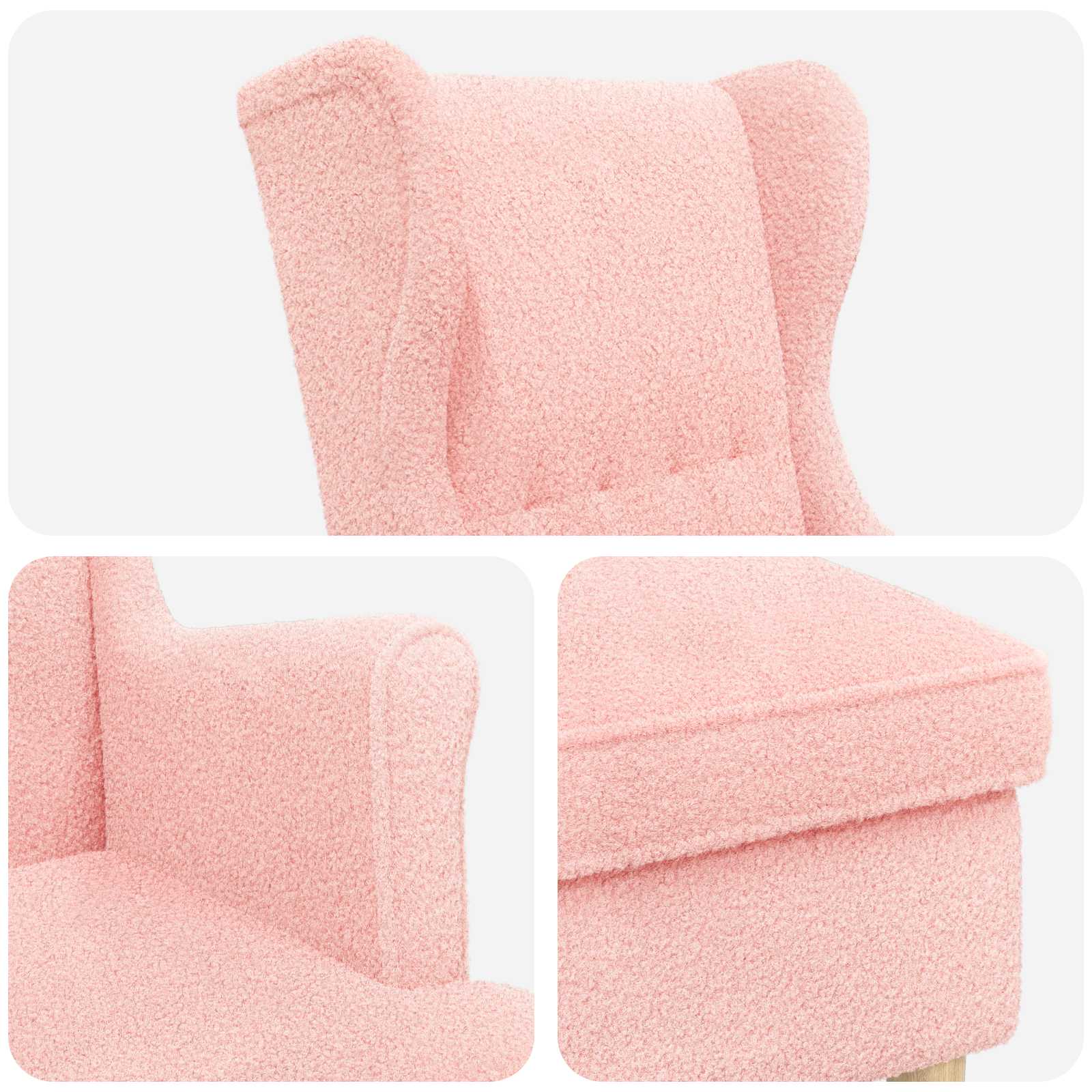 vidaXL Fauteuil met Voetenbank 2 st Crèmekleurig Bouclé