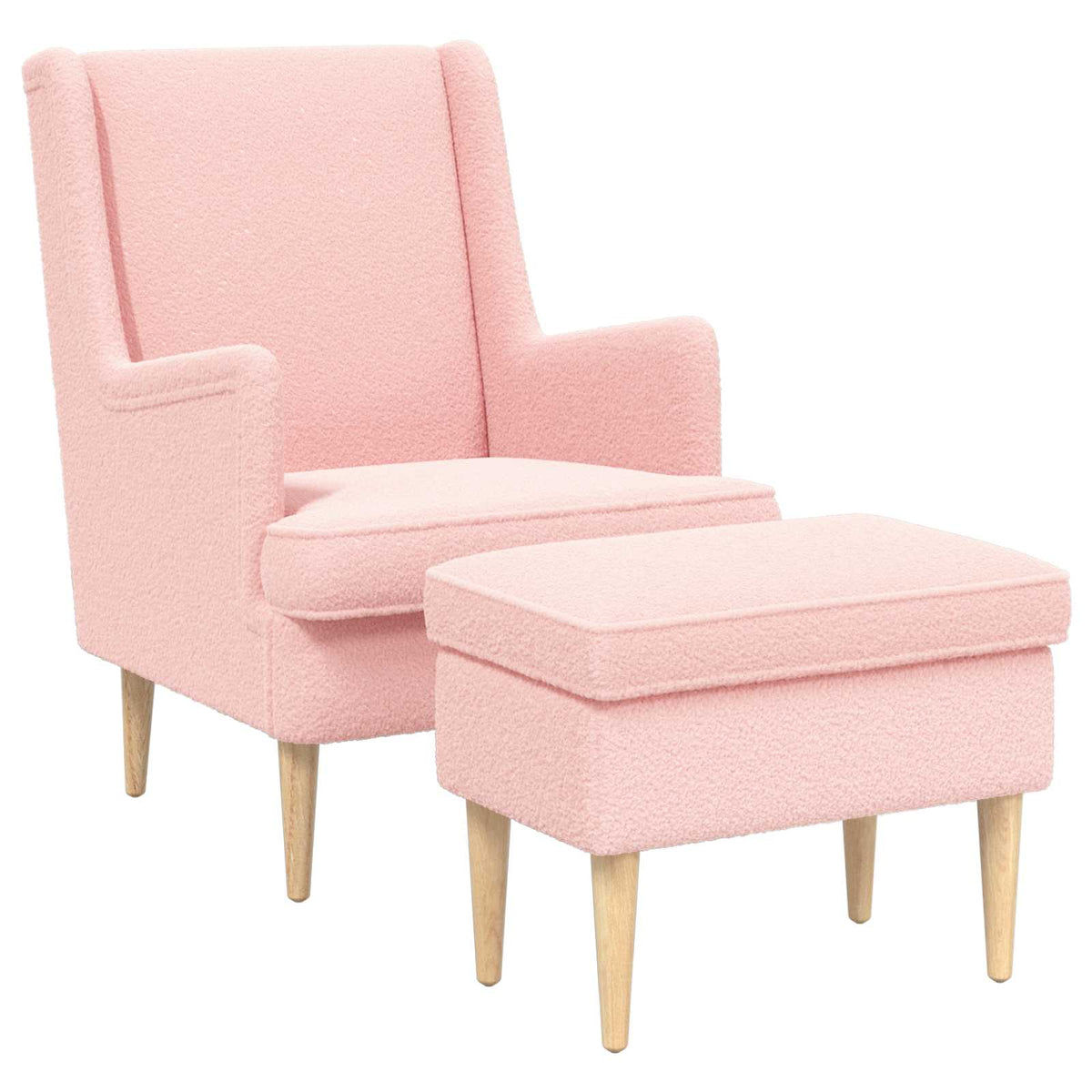 vidaXL Fauteuil met Voetenbank 2 st Crèmekleurig Bouclé