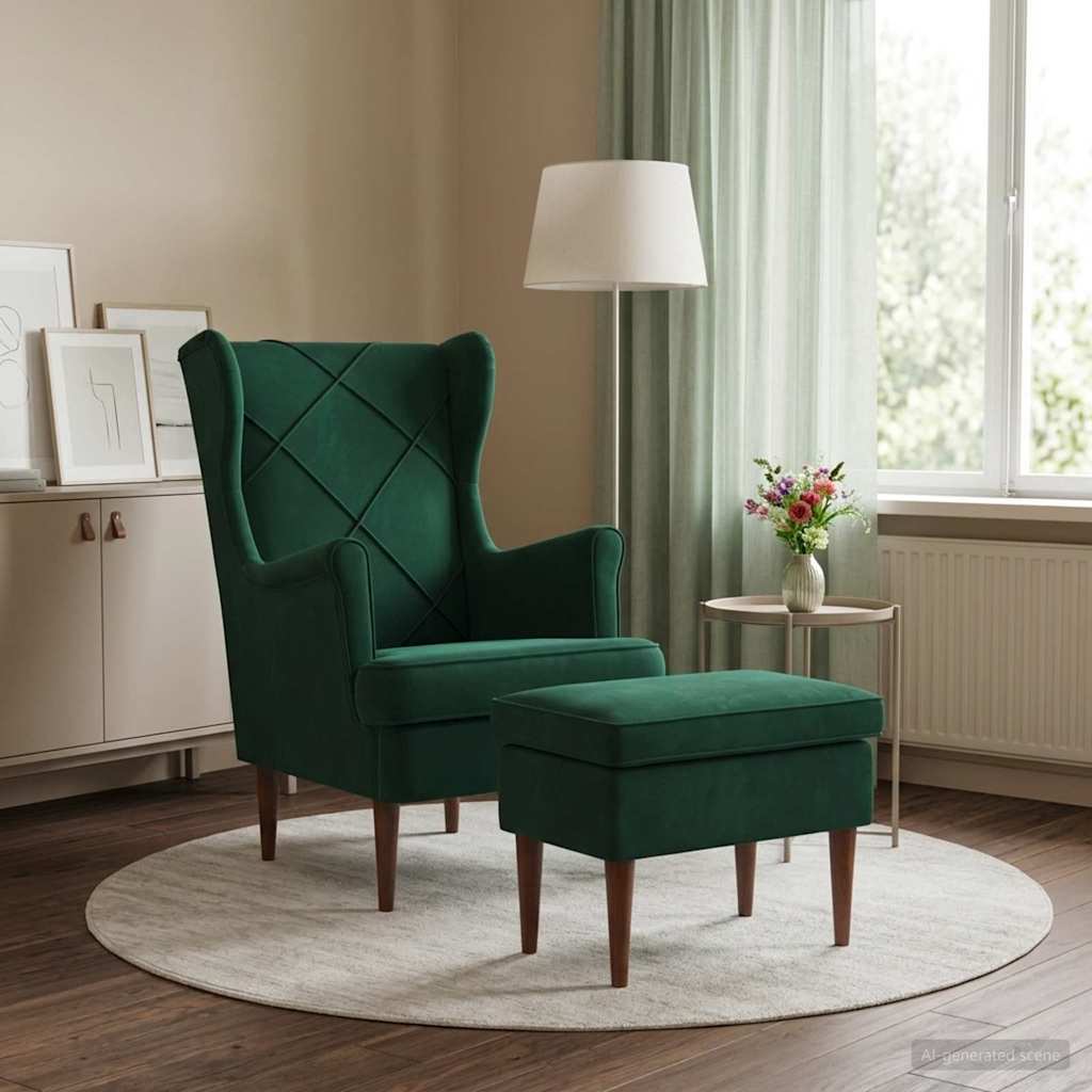 vidaXL Fauteuil met Voetenbank 2 st Lichtgrijs Fluweel