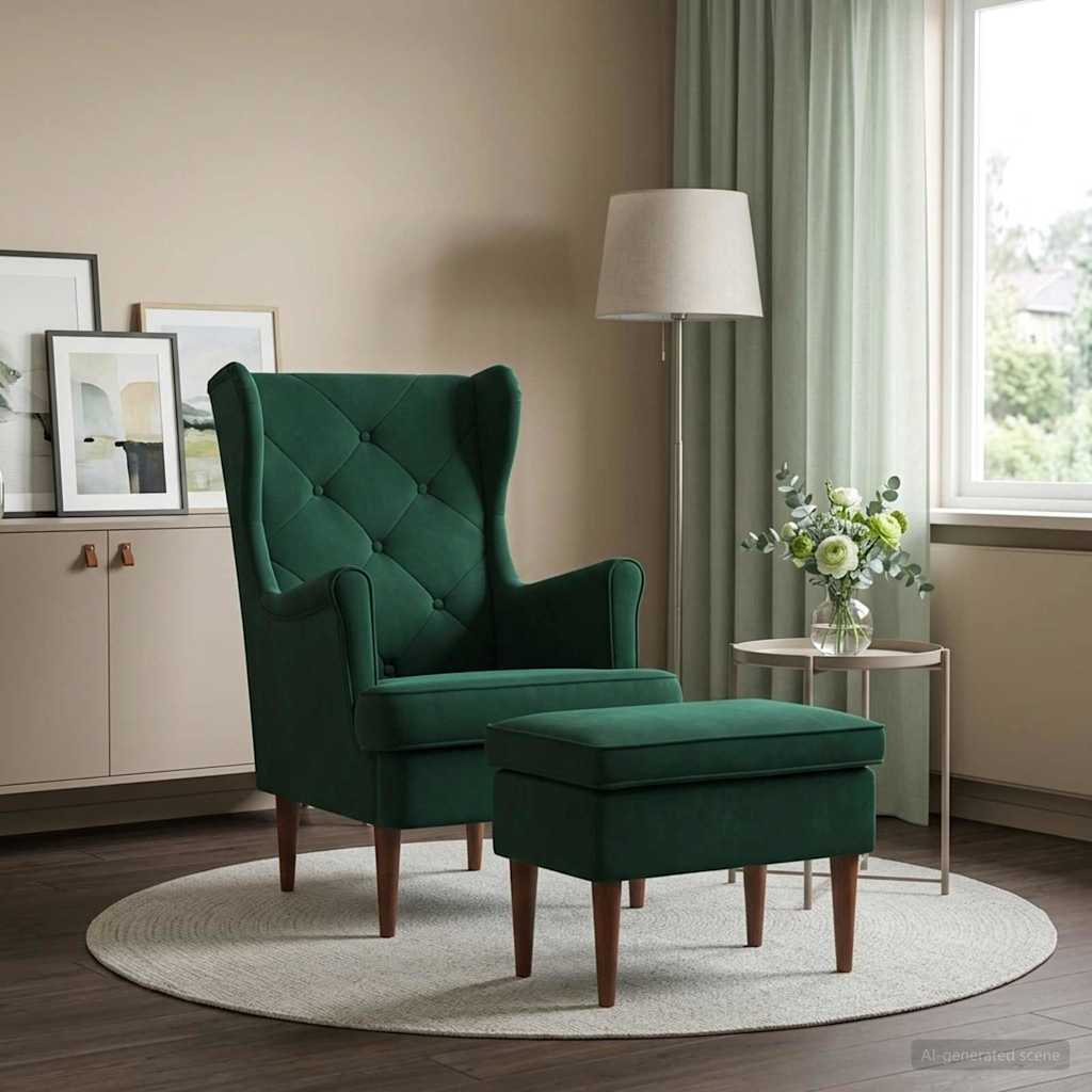 vidaXL Fauteuil met Voetenbank 2 st Lichtgrijs Fluweel