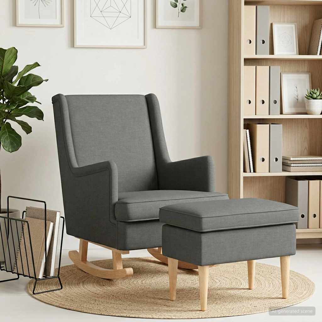 vidaXL Fauteuil met Voetenbank 2 st Lichtgrijs Stof