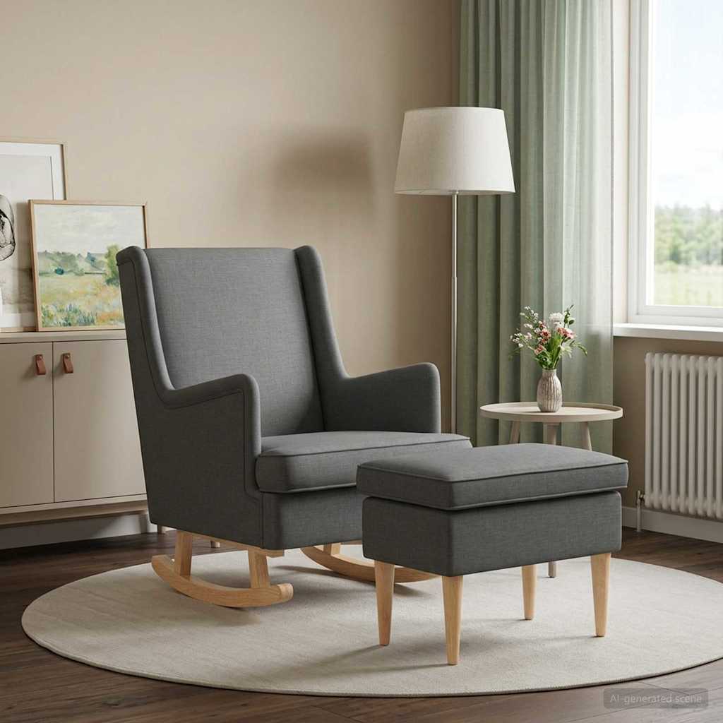 vidaXL Fauteuil met Voetenbank 2 st Lichtgrijs Stof