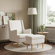 vidaXL Fauteuil met Voetenbank 2 st Crèmekleurig Bouclé