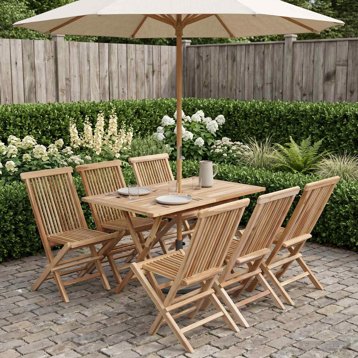 vidaXL Tuinmeubelset 5 st Naturel Massief Teakhout