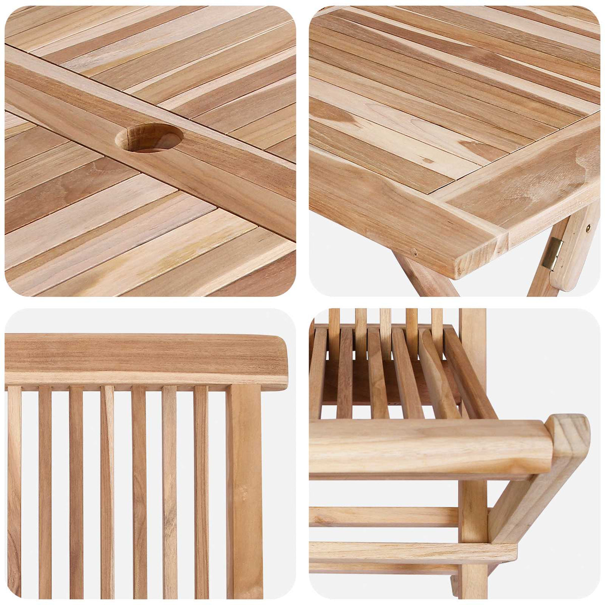 vidaXL Tuinmeubelset 5 st Naturel Massief Teakhout