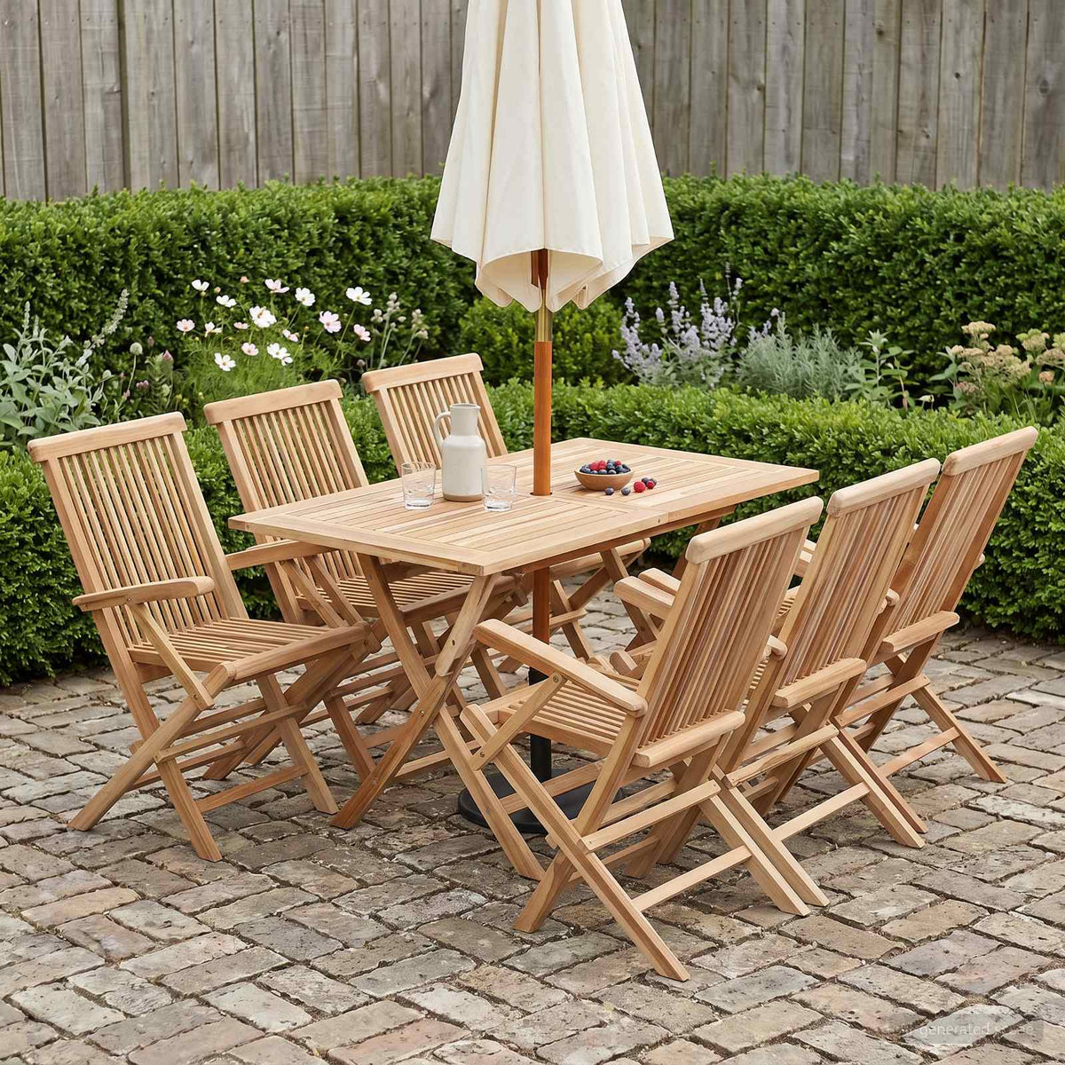 vidaXL Tuinmeubelset 5 st Naturel Massief Teakhout