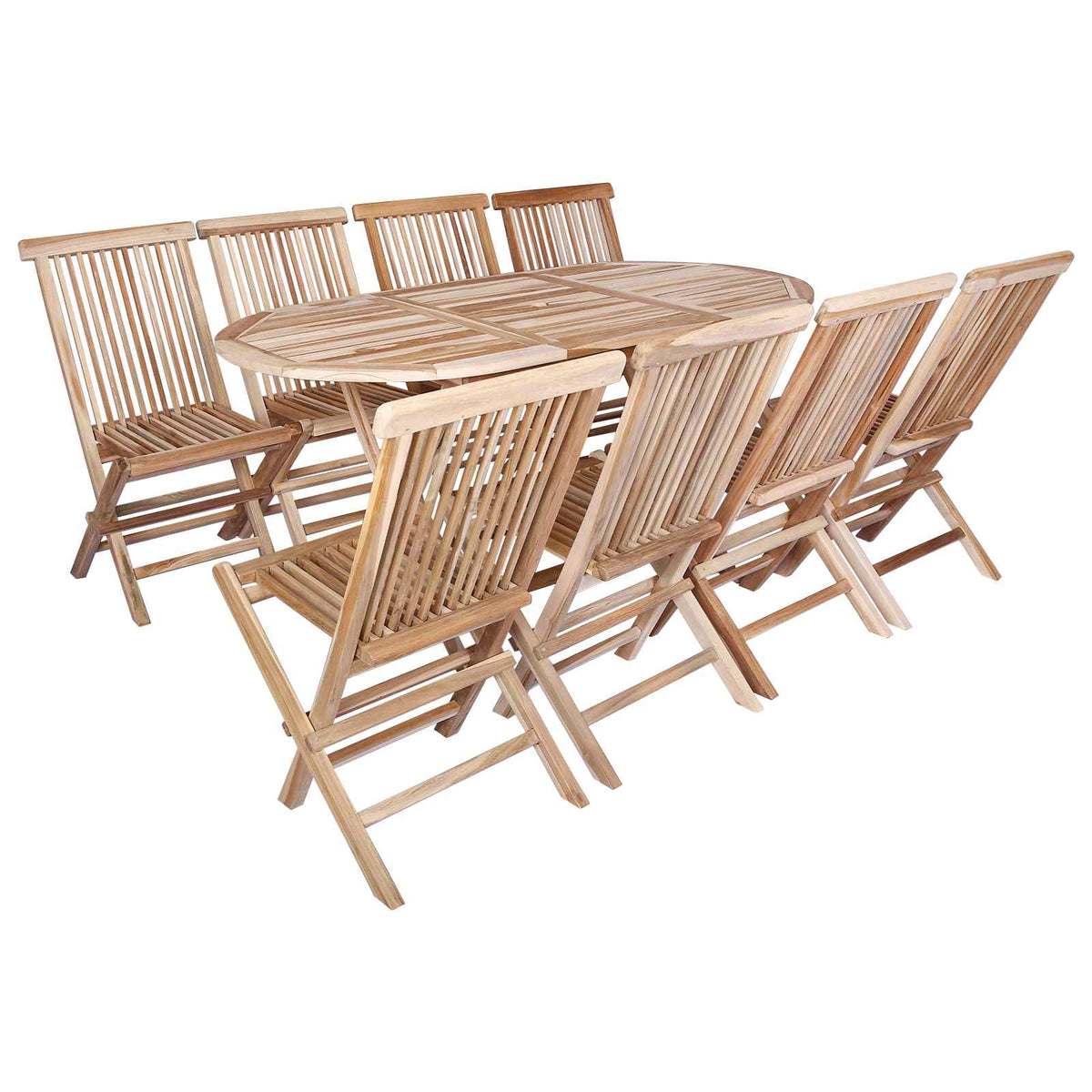 vidaXL Tuinmeubelset 7 st Naturel Massief Teakhout