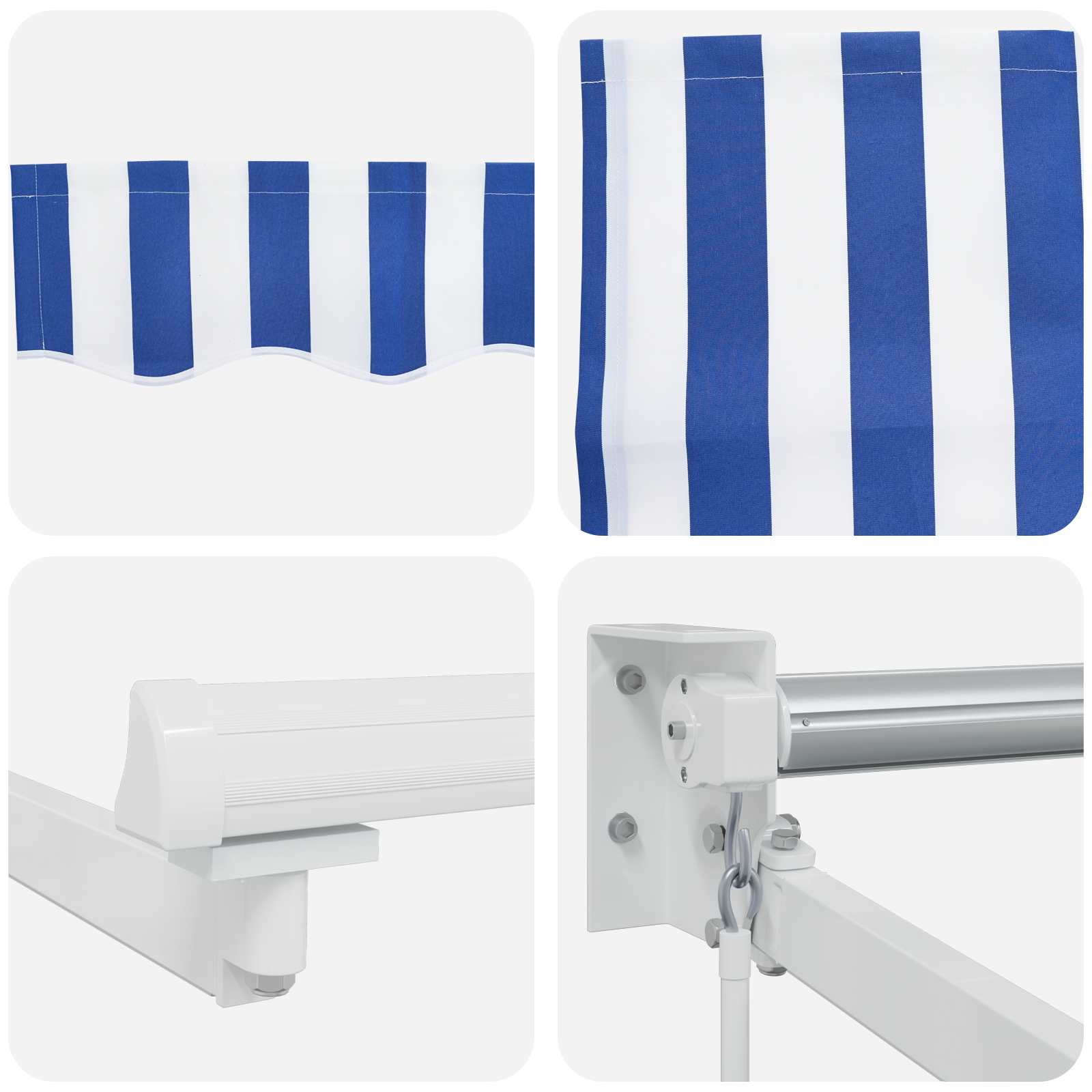 vidaXL Handbediende luifel met LED's Blauw en Wit 4 × 3 m