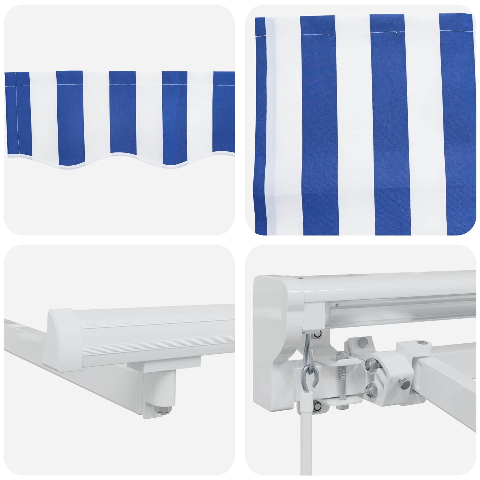 vidaXL Handmatige Luifelhouder met LED's Blauw en Wit 2,5 x 2 m