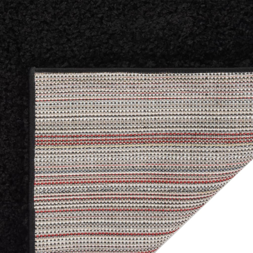vidaXL Vloerkleed shaggy hoogpolig 80x150 cm zwart