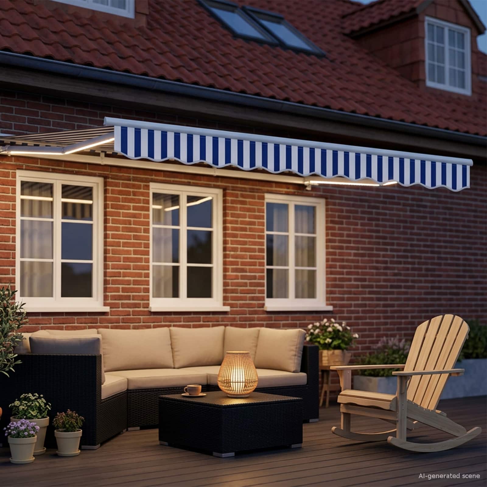 vidaXL Elektrisch Uittrekbaar Zonnescherm Blauw en Wit 2,5 x 2 m