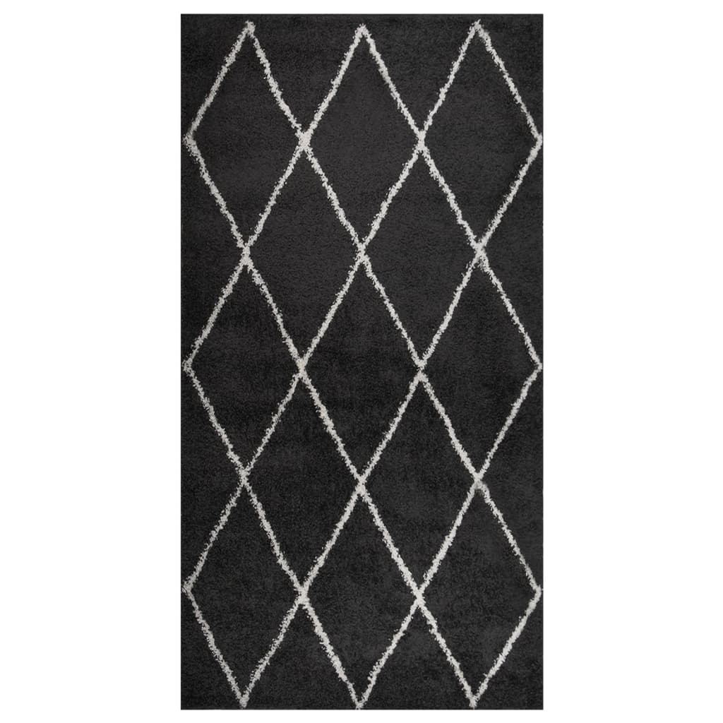 vidaXL Vloerkleed shaggy hoogpolig 80x150 cm zwart
