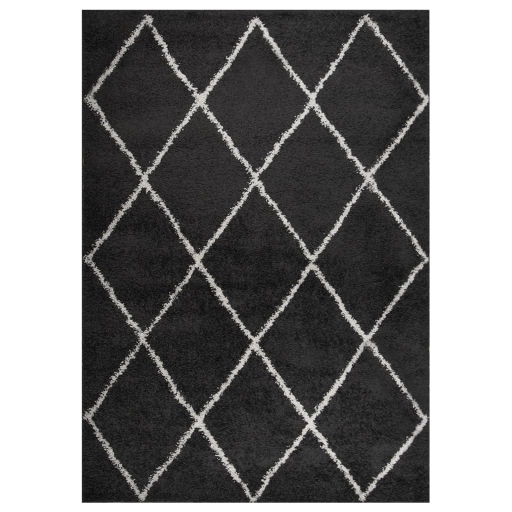 vidaXL Vloerkleed shaggy hoogpolig 80x150 cm zwart