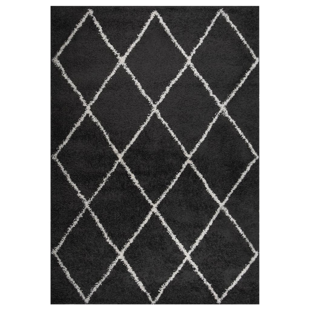 vidaXL Vloerkleed shaggy hoogpolig 80x150 cm zwart