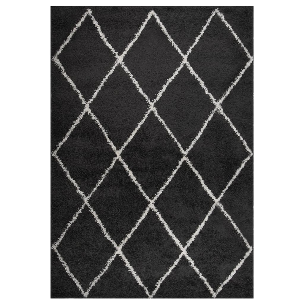 vidaXL Vloerkleed shaggy hoogpolig 80x150 cm zwart
