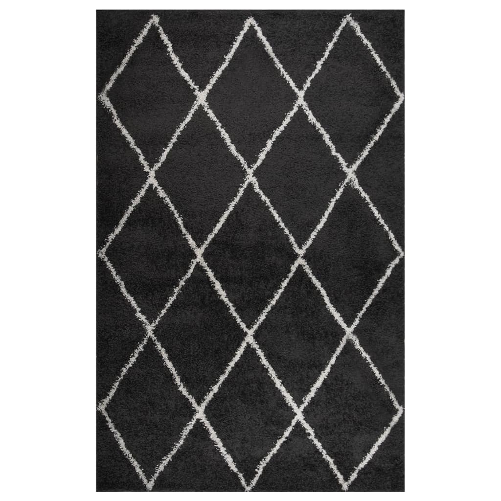 vidaXL Vloerkleed shaggy hoogpolig 80x150 cm zwart