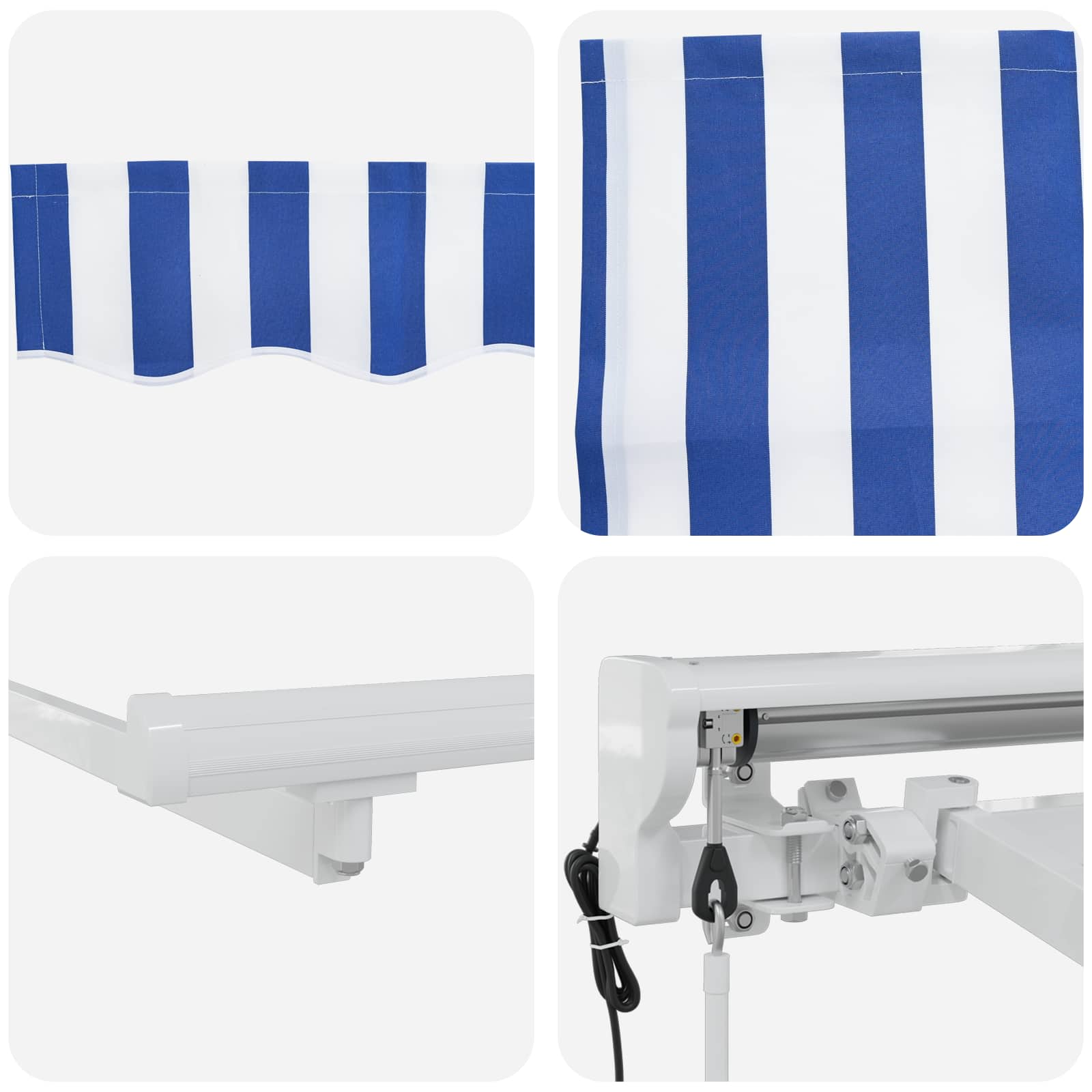 vidaXL Elektrisch Uittrekbaar Zonnescherm Blauw en Wit 2,5 x 2 m