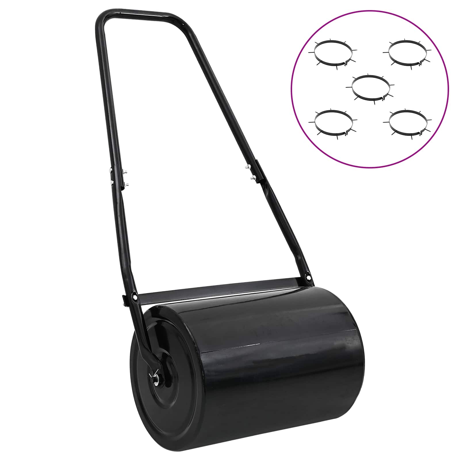 vidaXL Grasroller Trek met Beluchter Klemmen Zwart 110 x 52 cm IJzer