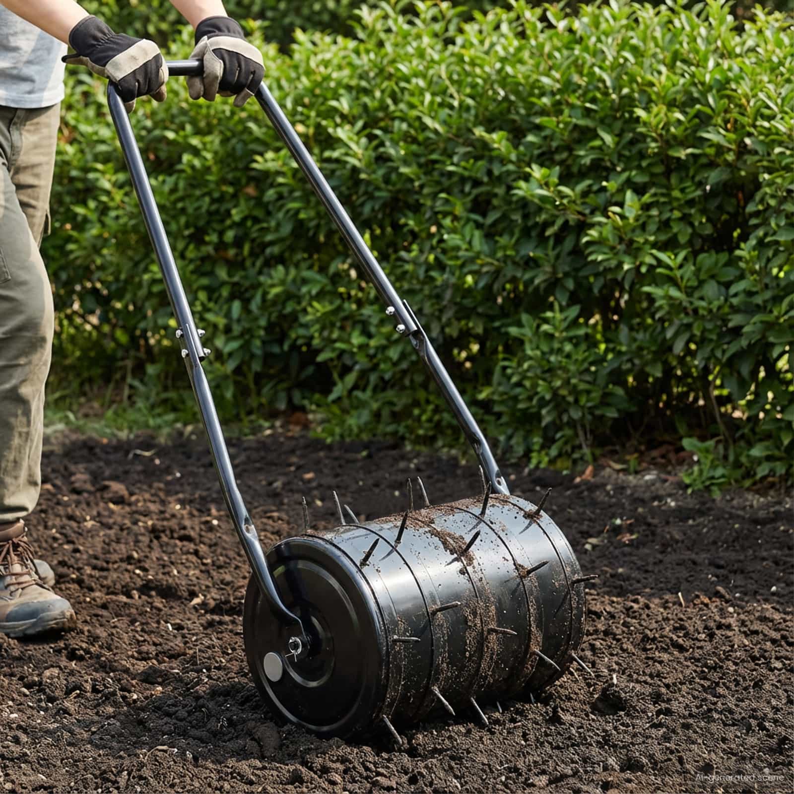 vidaXL Grasroller Trek met Beluchter Klemmen Zwart 110 x 52 cm IJzer