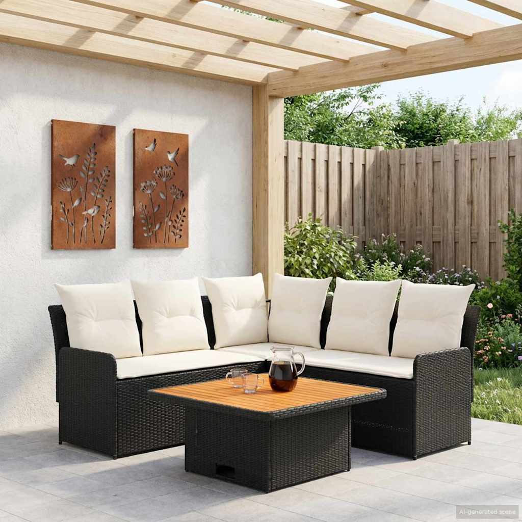 vidaXL Meubelsets met kussen 4 pcs Zwart PE Rattan
