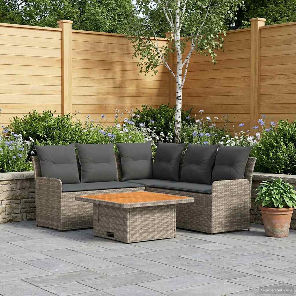 vidaXL Meubelsets met kussen 4 pcs Zwart PE Rattan