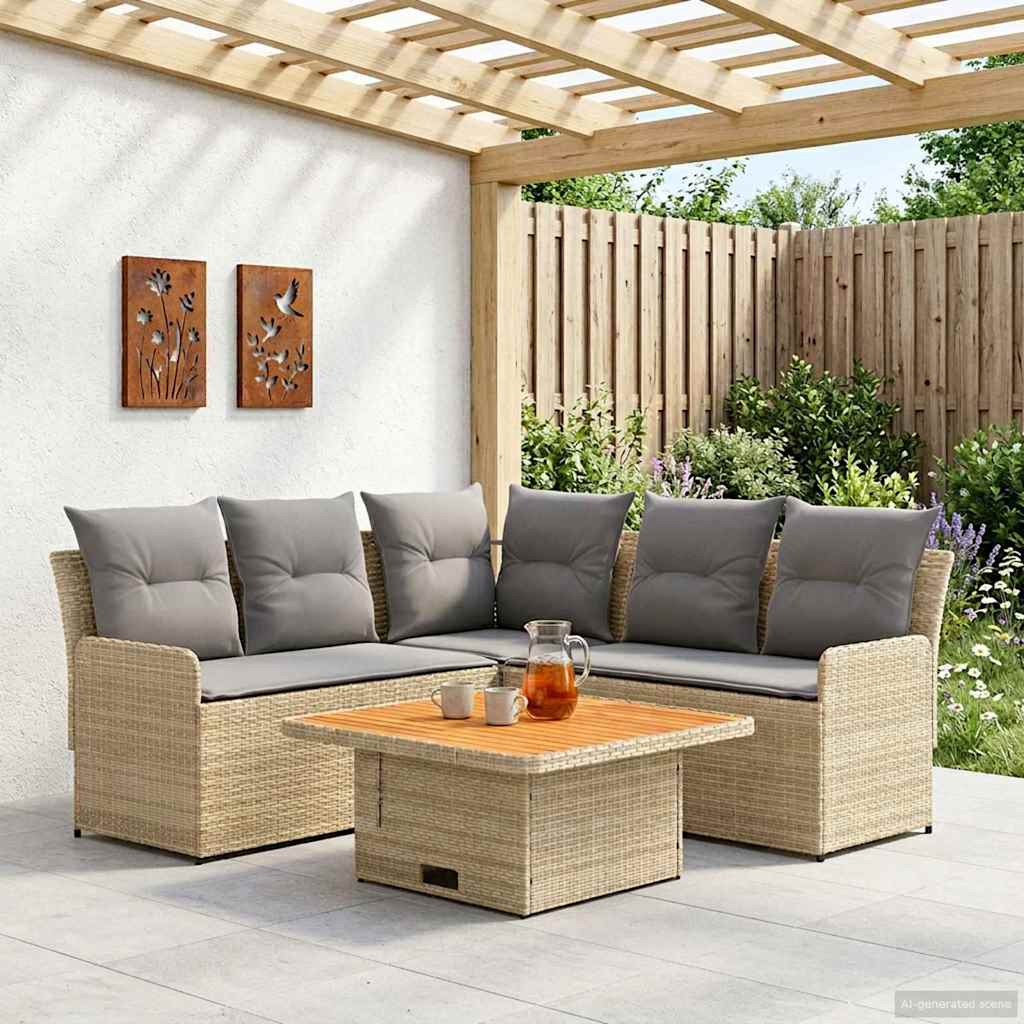 vidaXL Meubelsets met kussen 4 pcs Zwart PE Rattan