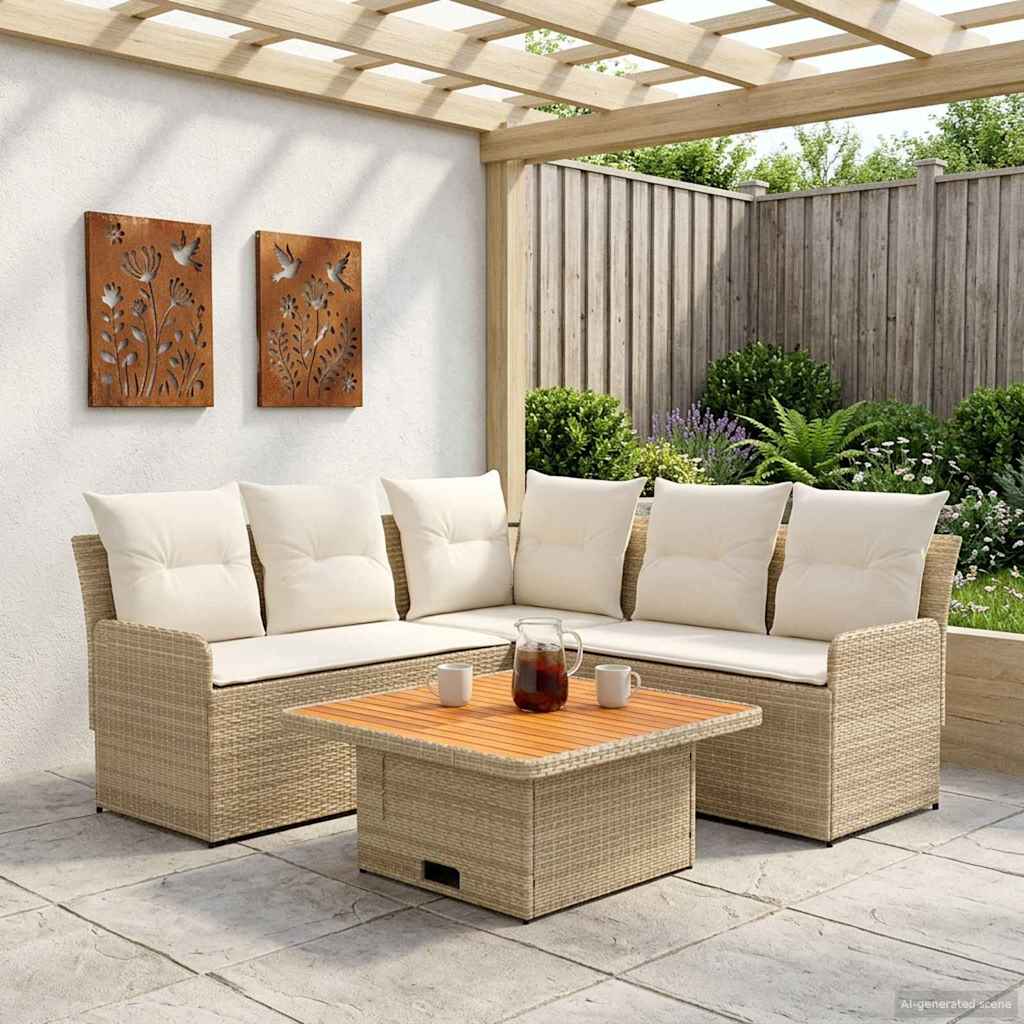 vidaXL Meubelsets met kussen 4 pcs Zwart PE Rattan