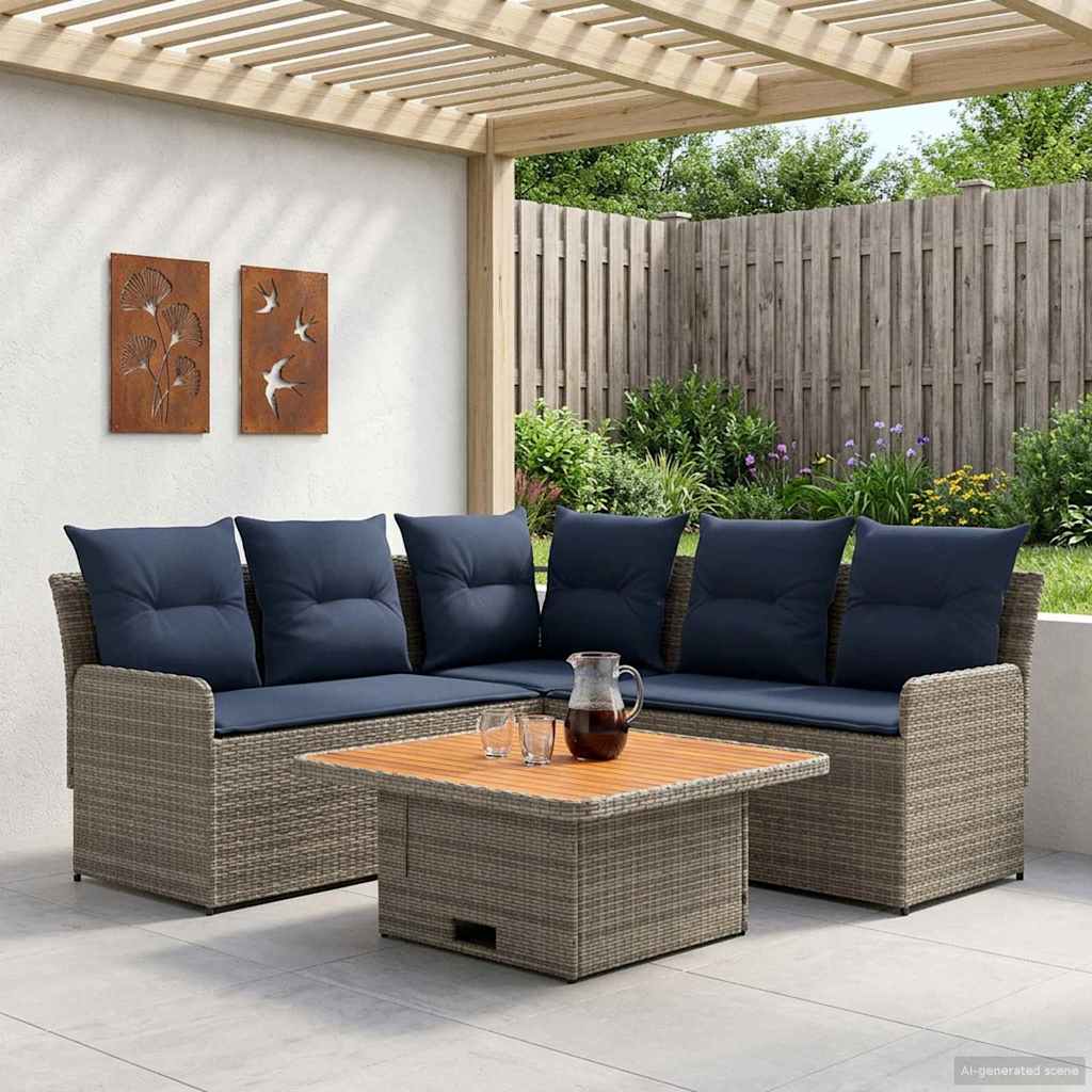 vidaXL Meubelsets met kussen 4 pcs Zwart PE Rattan