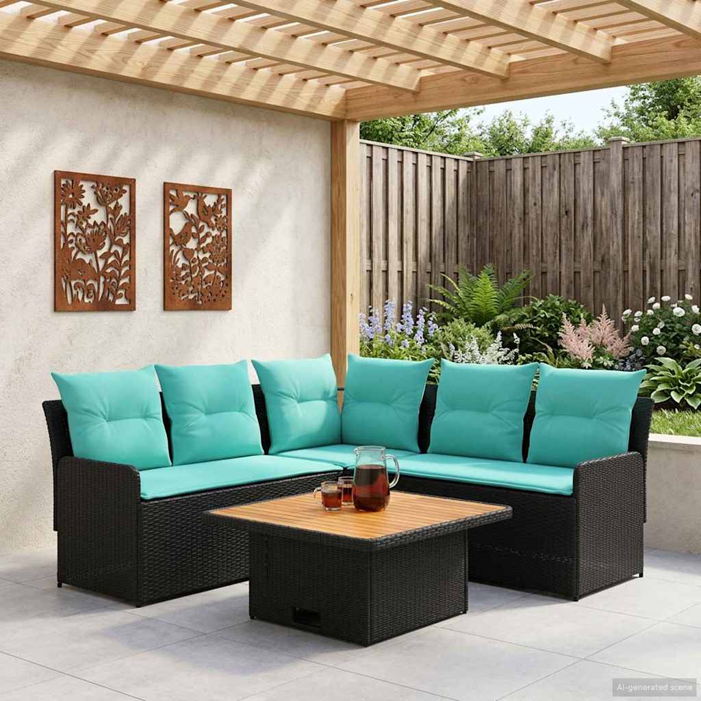 vidaXL Meubelsets met kussen 4 pcs Zwart PE Rattan
