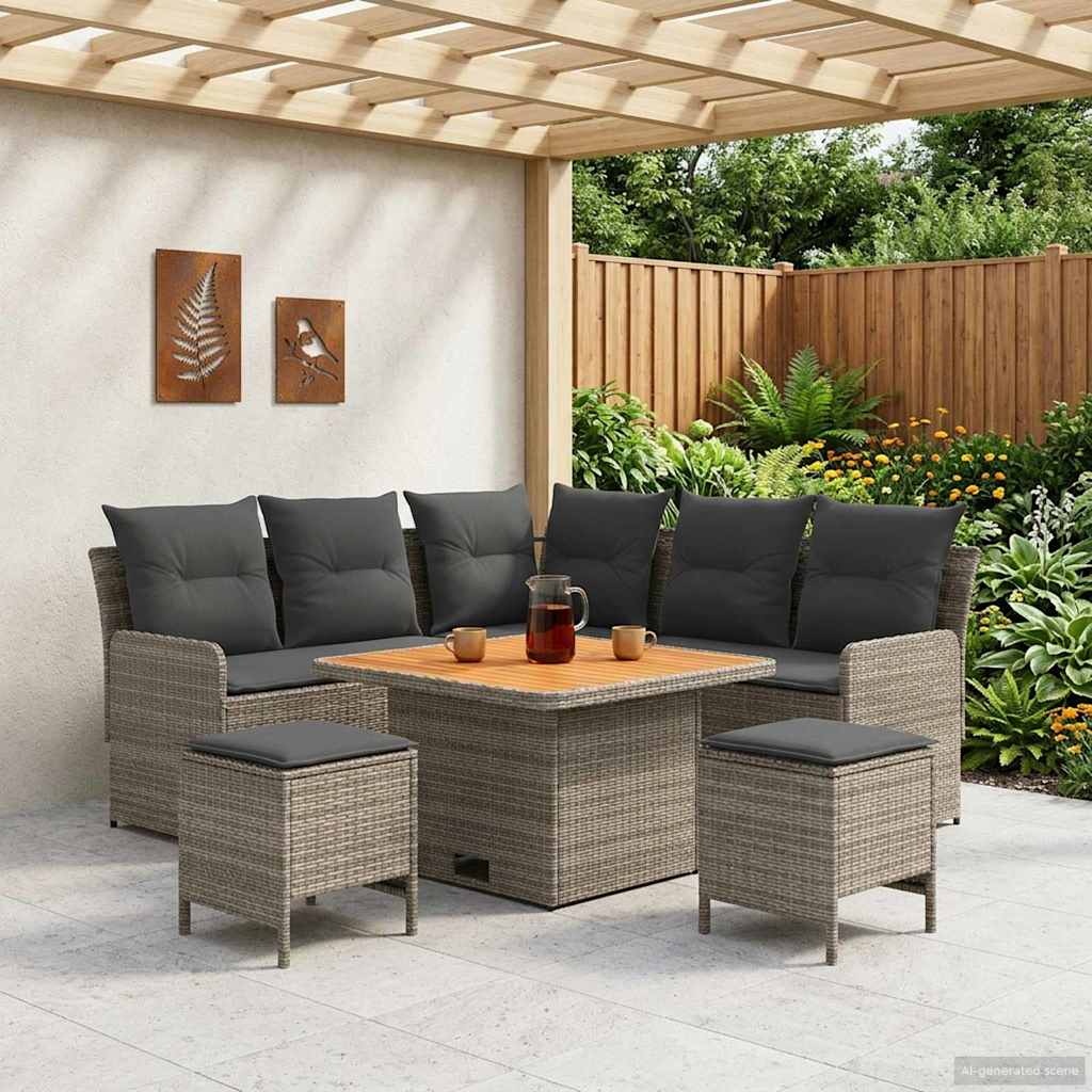vidaXL Meubelsets met kussen 4 pcs Zwart PE Rattan