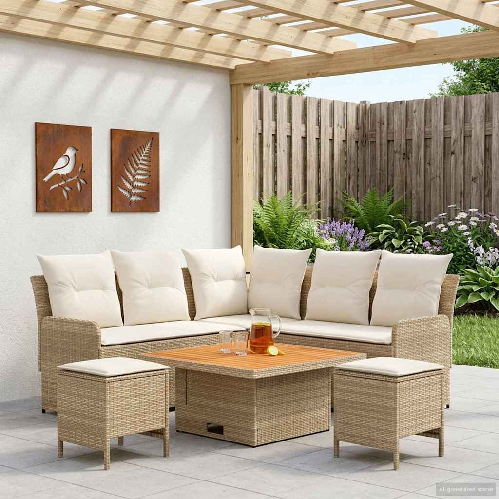 vidaXL Meubelsets met kussen 4 pcs Zwart PE Rattan