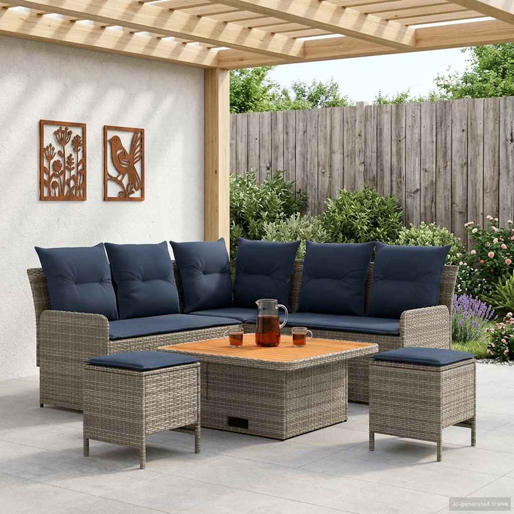 vidaXL Meubelsets met kussen 4 pcs Zwart PE Rattan