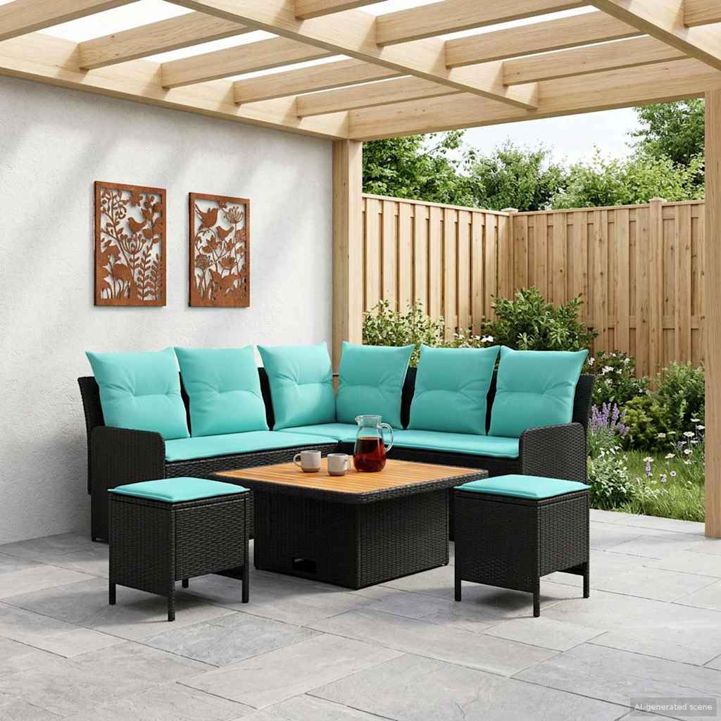 vidaXL Meubelsets met kussen 4 pcs Zwart PE Rattan