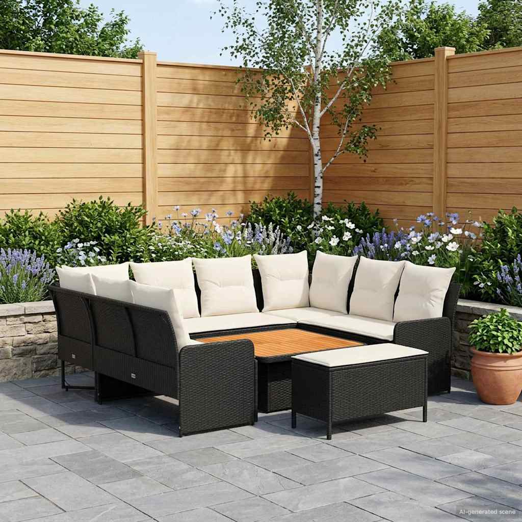 vidaXL Meubelsets met kussen 4 pcs Zwart PE Rattan
