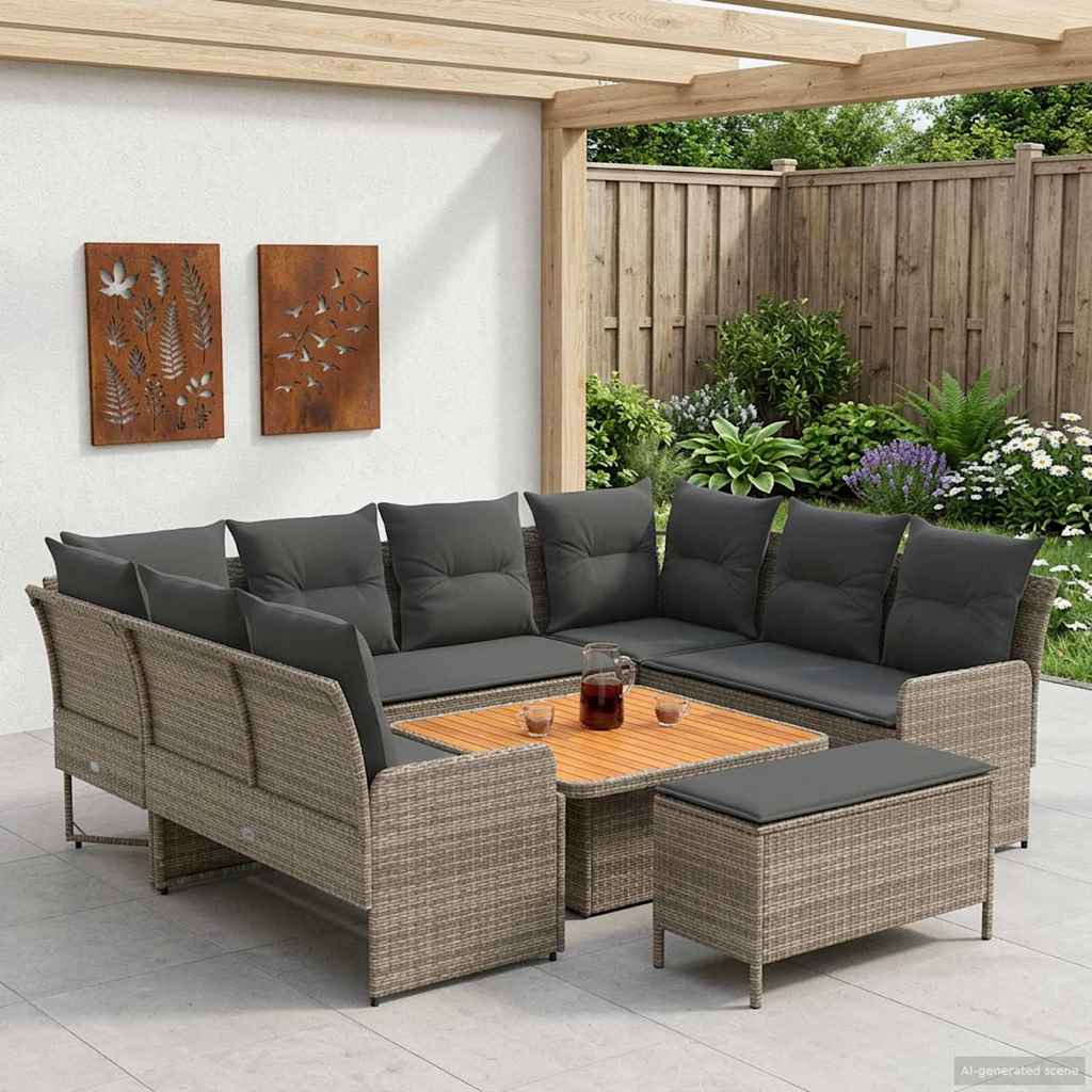 vidaXL Meubelsets met kussen 4 pcs Zwart PE Rattan
