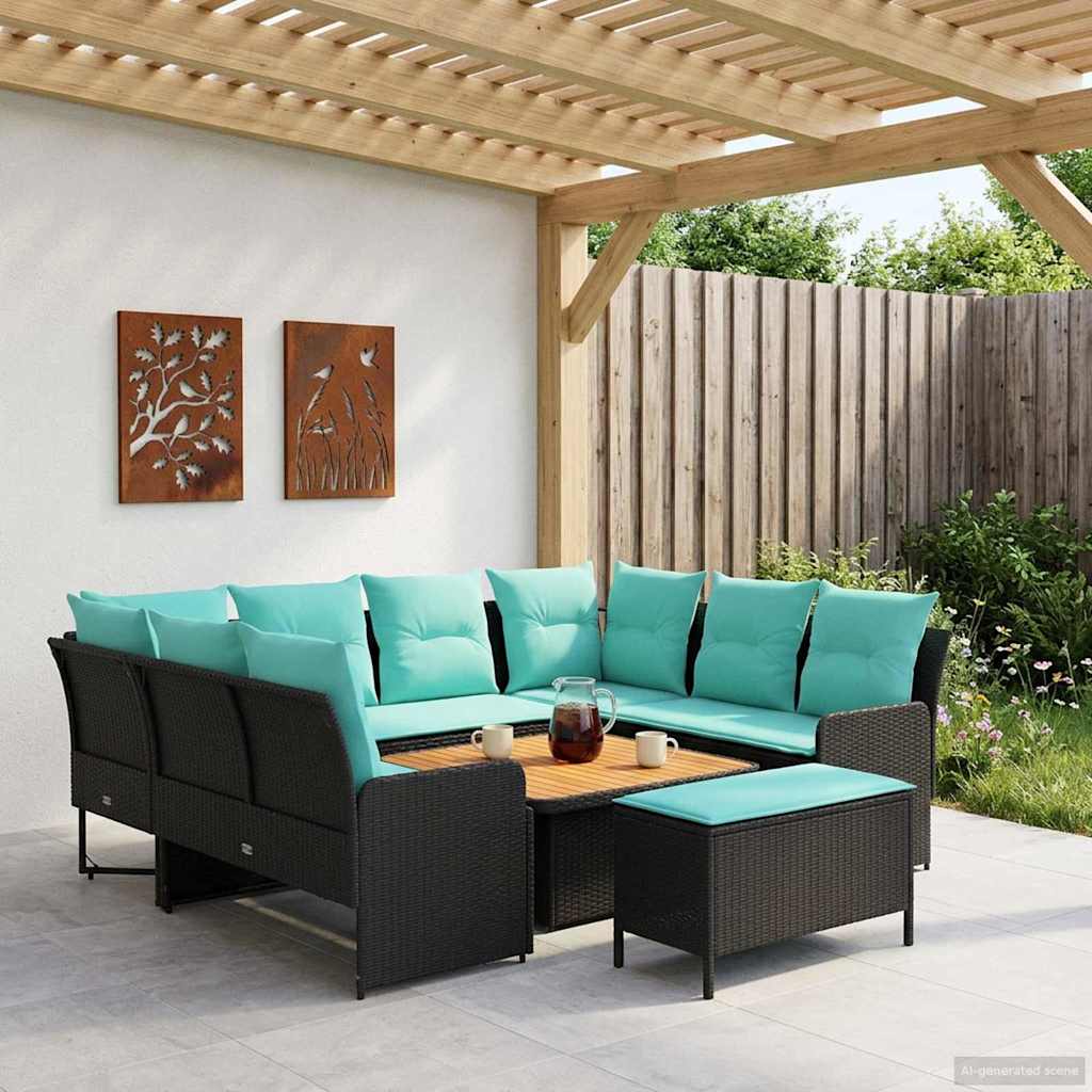vidaXL Meubelsets met kussen 4 pcs Zwart PE Rattan