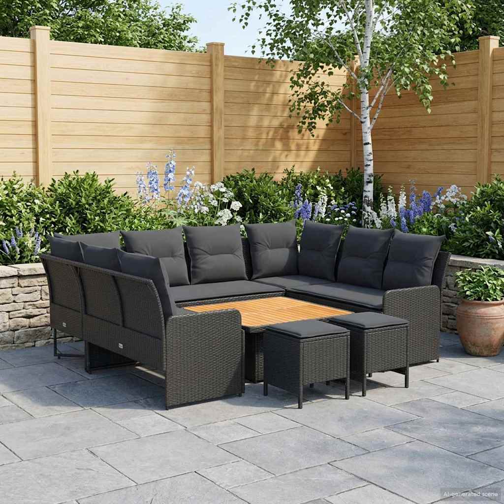 vidaXL Meubelsets met kussen 4 pcs Zwart PE Rattan