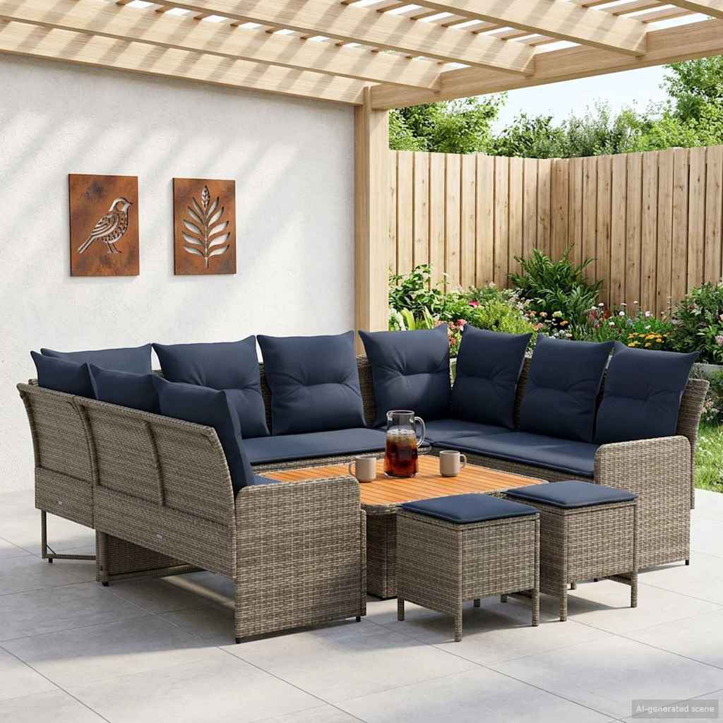 vidaXL Meubelsets met kussen 4 pcs Zwart PE Rattan