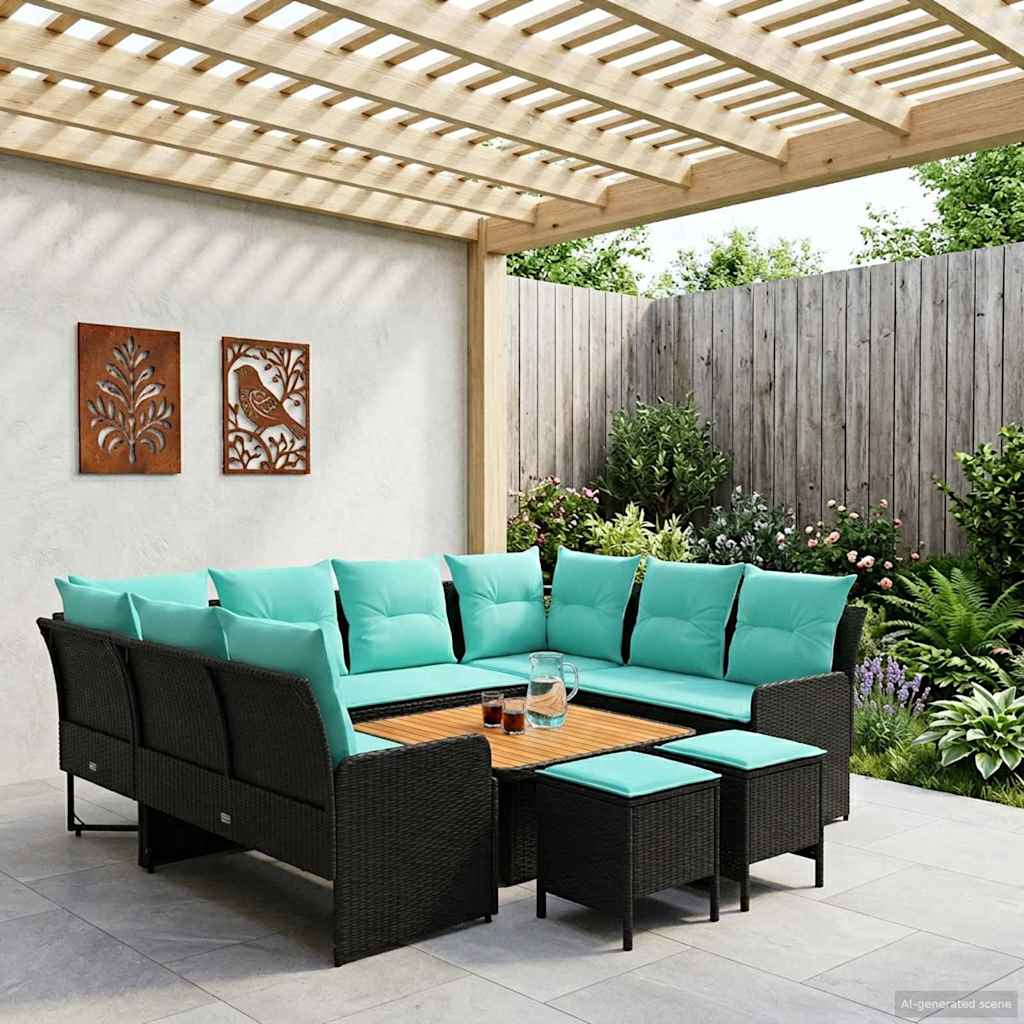 vidaXL Meubelsets met kussen 4 pcs Zwart PE Rattan
