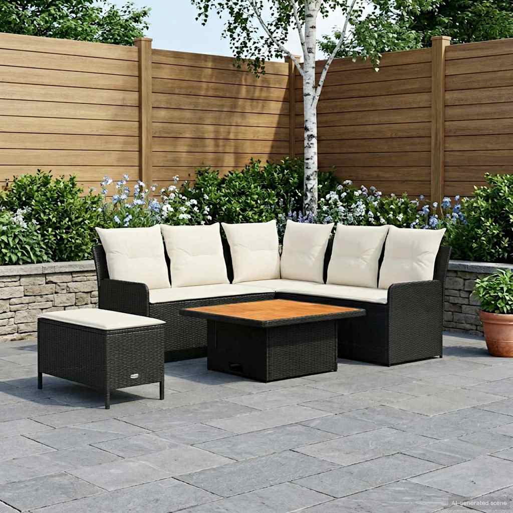 vidaXL Meubelsets met kussen 4 pcs Zwart PE Rattan