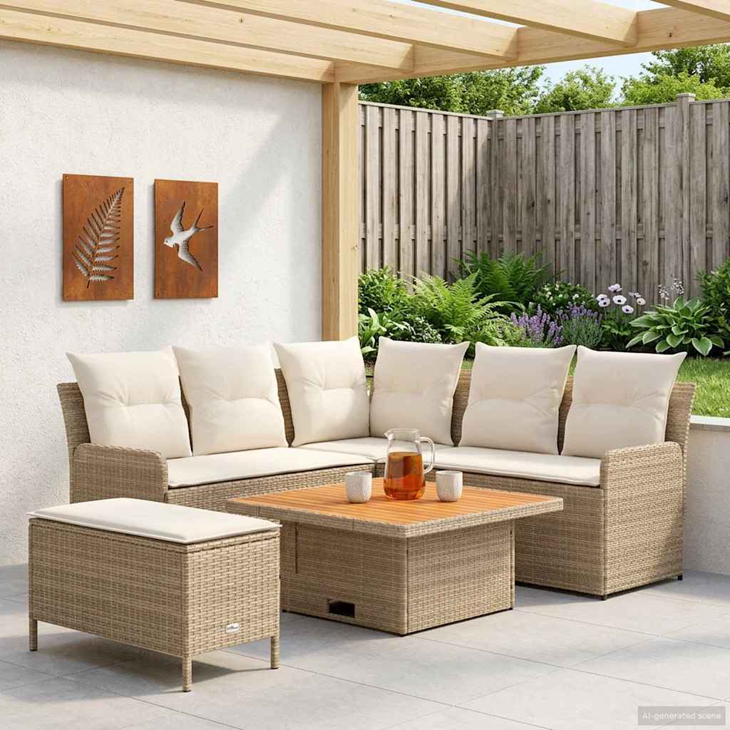 vidaXL Meubelsets met kussen 4 pcs Zwart PE Rattan